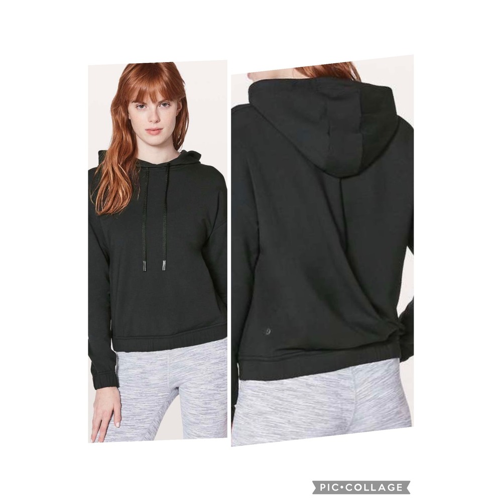 Lululemon Black Hooded Open Back Pullover Wrap Tulip Back Hoodie‎ Size 4
